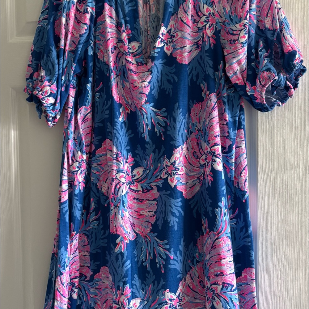 Lilly Pulitzer Blue Pink Floral Shift Dress